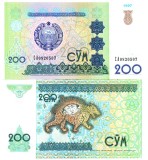 Bancnota Uzbekistan 200 Sum 1997 UNC - Numismatica Asia