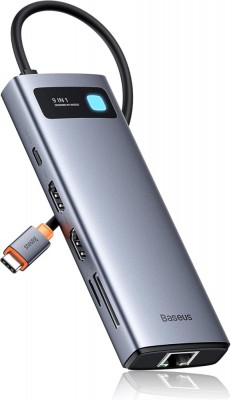 Docking Station HUB 9-in-1 USB-C, 2xHDMI, USB 3.2, PD, SD/TF, RJ-45 foto