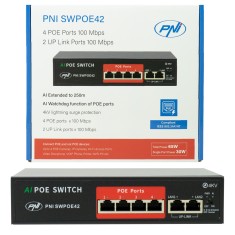 Aproape nou: Switch POE PNI SWPOE42 4 porturi POE 100 Mbps si 2 porturi UP Link 100 foto