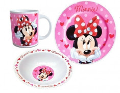 Set mic dejun 3 piese ceramica Minnie Mouse roz foto