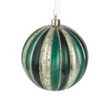 Glob Ornament Brad de Crăciun Verde cu Glitter și Dungi Reliefate, CMCLASS