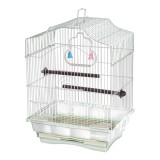 Colivie Patrata 39 x 30 x 23 cm, pentru pasari exotice, Tava Alb