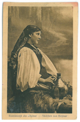 4888 - RASINARI, Sibiu, ETHNIC woman - old postcard, CENSOR - used - 1917 foto