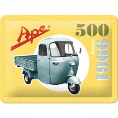 Placa metalica - Ape - 500 Since1966 - 15x20 cm foto