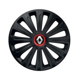 Set 4 capace roti Negre Cu Inel Rosu Trend R16 Compatibil Cu Renault, Autohelix MSA