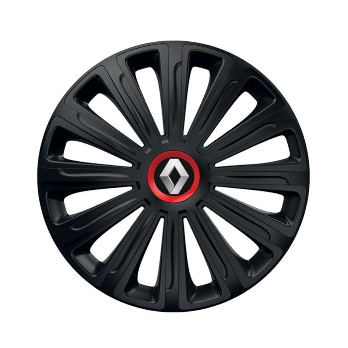 Set 4 capace roti Negre Cu Inel Rosu Trend R15 Compatibil Cu Renault