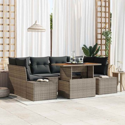 vidaXL Set de masă pentru grădină 7 pcs Gri și Brown 100 x 55 x 73 cm 3349915 foto