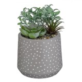 Ghiveci Decorativ Ciment, Model Buline, Plante Artificiale, Pietricele, Taupe, 12x17cm, Oem