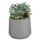 Ghiveci Decorativ Ciment, Model Buline, Plante Artificiale, Pietricele, Taupe, 12x17cm