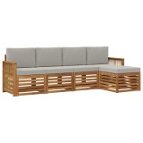 vidaXL Set de canapele de exterior 5 pcs Natural și gri deschis 3384237