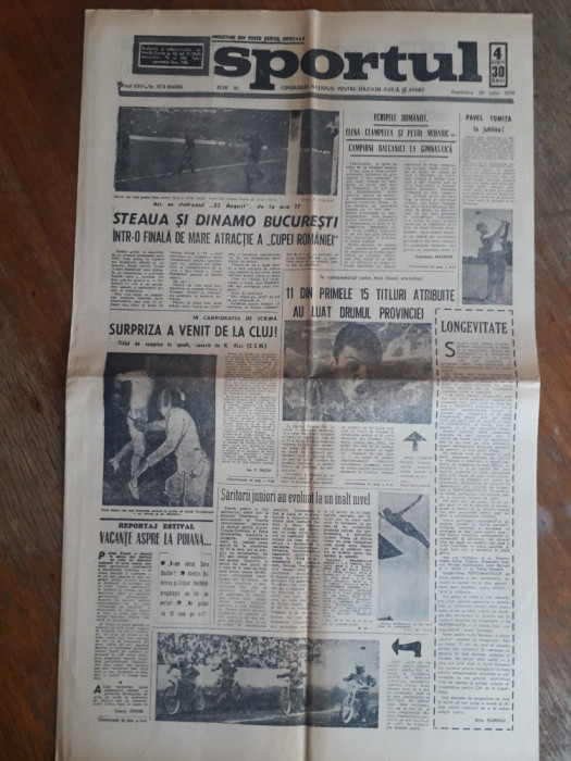 Ziarul Sportul 26 Iulie 1970, Steaua - Dinamo / CSP