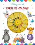 Disney Bebe, Carte de colorat, 12 creioane mici pentru maini de pitici