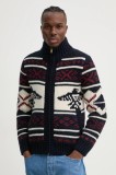 Superdry cardigan din amestec de lana barbati, culoarea albastru marin, M6110591A-4BL