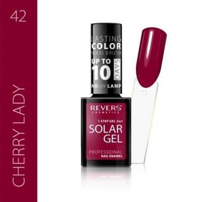 Lac de unghii Solar Gel, Revers, 12 ml, rosu inchis, nr 42, cherry lady foto