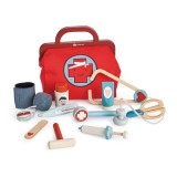 Geanta medic rosie - 16 instrumente medicale, din lemn premium - Tender Leaf Toys
