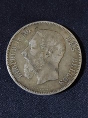 Belgia 1873 - 5 Franci - Monedă de argint #2