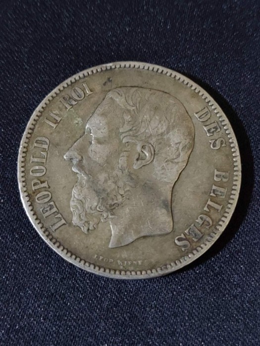 Belgia 1873 - 5 Franci - Monedă de argint #2