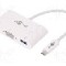 Cablu D-Sub 15pin HD soclu, USB A soclu, USB C mufa, USB C Power Delivery, USB 3.0, lungime 0.15m, {{Culoare izola&amp;#355;ie}}, Goobay - 62100
