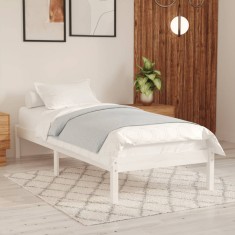 Gossi cadru de pat, alb, 90x200 cm, lemn masiv de pin