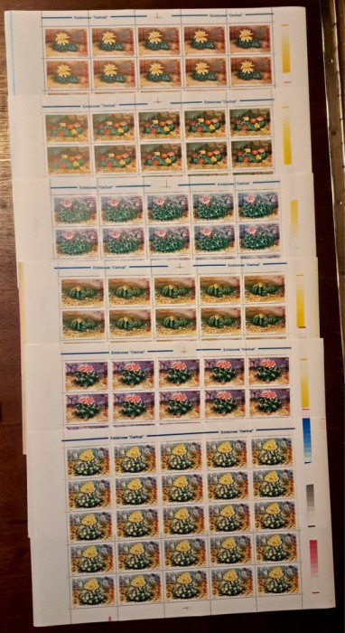 TIMBRE ROM&Acirc;NIA LP1433/1997 -CACTUȘI - Set 6 coli 25 de timbre - MNH