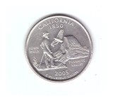 Moneda SUA 25 centi/quarter dollar 2005 D, California 1850, stare foarte buna, curata