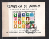 PANAMA 1968 - JO DE VARA MEXIC. SIMBOLURI OLIMPICE. COLITA STAMPILATA, DB24, Stampilat