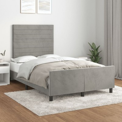 vidaXL Cadru de de pat fără saltea Gri deschis 120x190 cm catifea 3270584 foto