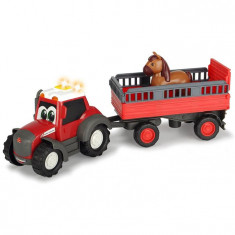 Tractor Dickie Toys Happy Ferguson Animal Trailer Cu Remorca Si Figurina Cal foto