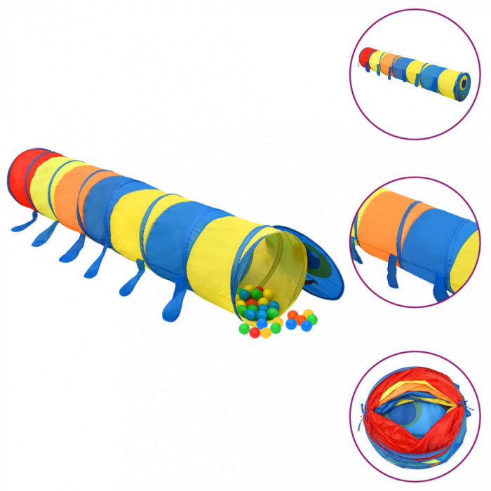 Tunel de joacă pt copii, 250 bile, multicolor, 245 cm poliester