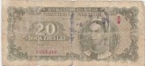 Bancnotă Rom&acirc;nia 20 lei 1950, Republica Populară Rom&acirc;nă, seria Z/2 0258489, P84