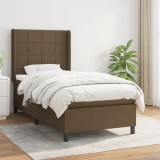 Gossi pat box spring cu saltea, maro inchis, 90x190 cm, textil