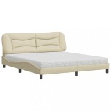 Cumpara ieftin Pat cu saltea, Hvar, crem, 180x200 cm, textil