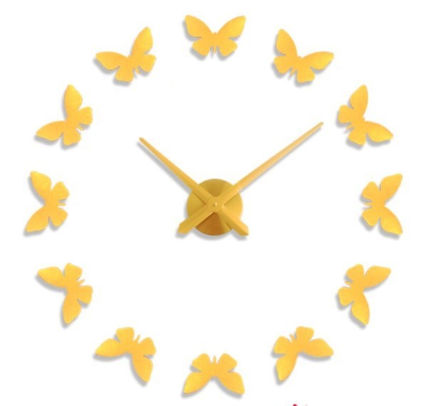 Ceas de perete 3D Argintiu / Auriu Butterfly DIY WZ2446