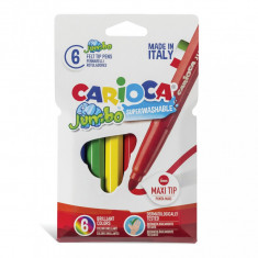 Carioci lavabile - 6 culori set Carioca Jumbo cu varf rotund foto