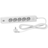Prelungitor 5x2P+E +intrerupator+2USB cablu 3m alb Schneider ST945U3W