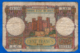 (2) BANCNOTA MAROC - 100 FRANCS 1951 (19.04), ADMINISTRATIE FRANCEZA, MAI RARA