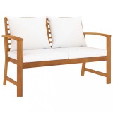 Gossi banca de gradina, 120 cm, cu perna crem, lemn masiv de acacia