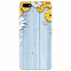 Husa silicon pentru Huawei Y5 2018, Sunflower On Blue Wood