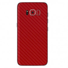 Set Folii Skin Acoperire 360 Compatibile cu Samsung Galaxy S8 Plus (2 Buc) - ApcGsm Wraps Carbon Geranium Red