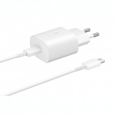 Incarcator Retea cu cablu USB Tip-C Samsung Galaxy A51 5G A516, EP-TA800EWE, Fast Charge, 25W, 1 X USB Tip-C, Alb