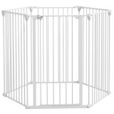 PawHut Tarc de Joaca 2-in-1 Multifunctional cu Poarta de Siguranta pentru Animale de Companie 6 Panouri Tarc cu Usa 100cm Inaltime Alb | Aosom Romania