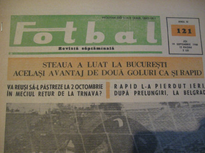 Revista Fotbal nr.121/19 septembrie 1968-Steaua-Spartak Trnava,OFK Belgrad-Rapid foto