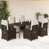 Cumpara ieftin Gossi set mobilier de gradina cu perne, 7 piese, maro, poliratan