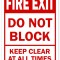 Fire exit do not block keep clear at all times sign