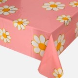 Fata de masă roz cu margarite pentru petreceri 180x120cm, CMCLASS
