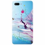 Husa silicon pentru Xiaomi Mi 8 Lite, Artistic Paint Splash Purple Butterflies