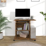 VidaXL Birou, stejar fumuriu, 80x50x75 cm, lemn prelucrat