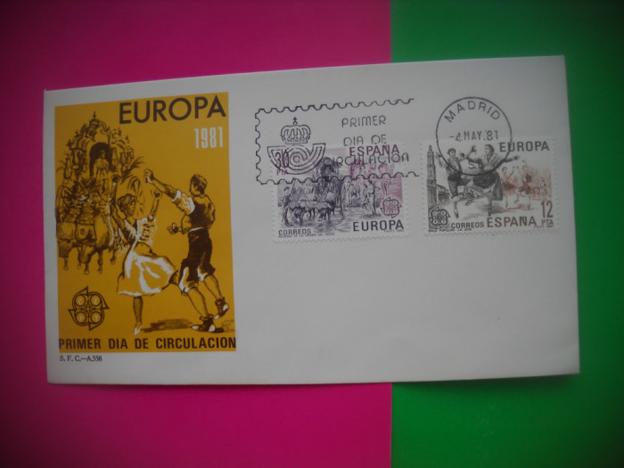 HOPCT PLIC FDC -S 2100 COSTUME POPULARE - EUROPA CEPT 1981-SPANIA