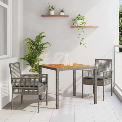 vidaXL Set de masă pentru grădină 3 pcs Gri Rattan poli 3334909 foto