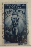 Timbre Romania Timbru RPR Constitutia lei 12 supratipar 50 lei, Stampilat